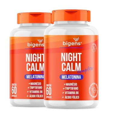 Imagem de Night Calm Complex, Melatonina, magnésio, triptofano, Vitaminas B6 e B9, Biogens, Kit 2x 60 cápsulas