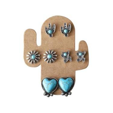 Imagem de Brincos femininos boêmios de caubói ocidentais bonitos chapéu de cowboy turquesa brincos de festa de concerto country joias, Zinco, Sem pedra preciosa