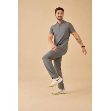 Imagem de Scrub Masculino Victor Poliamida com Elastano - Sarita Scrubs, Cinza, 
