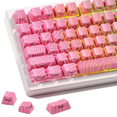 Imagem de Keycaps XVX Pink Topographic Shine Through para teclados de 60 a 100% 