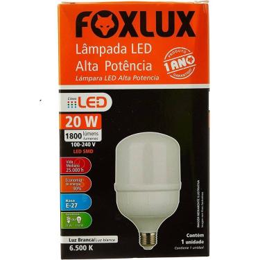 Imagem de Lâmpada LED 20W Bulbo de Alta Potência Bivolt Luz Branca 6500K Foxlux