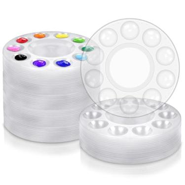 Imagem de 46 paletas de bandeja de tinta transparente para crianças ou festas de aniversário, palete de bandeja de tinta acrílica, óleo acrílico transparente, aquarela, artesanato, palete de pintura de plástico