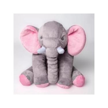 Imagem de Almofada Elefante Cinza com Rosa 60cm Velboa