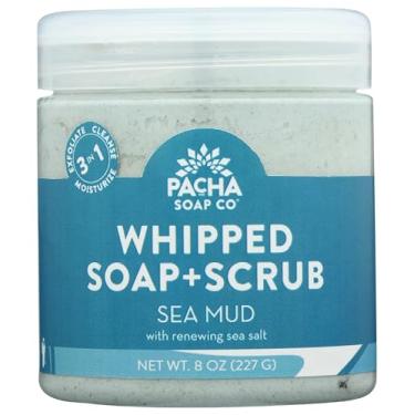 Imagem de Pacha Soap Co Pacha Sea Mud Whipped Soap & Scrub, Luxuoso Sabonete Líquido E Esfoliante Para Uma Limpeza Nutritiva E Relaxante Da Cabeça Aos Pés, 8 Oz