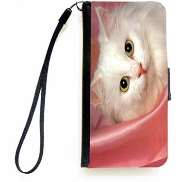 Imagem de Rikki Knight Capa carteira flip de cetim rosa gato com aba magnética para Apple iPhone 5c