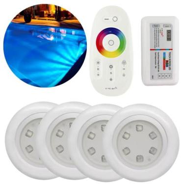 Imagem de Kit 4 Luminárias Luzes 12V Piscina Rgb 9W Controlador Módulo - CBC