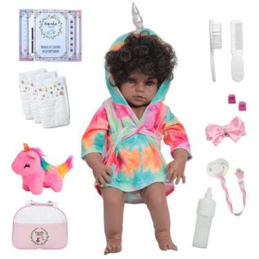 Imagem de Bebe Reborn Realista Negra Corpo Silicone Bolsa Acessórios - Cegonha R