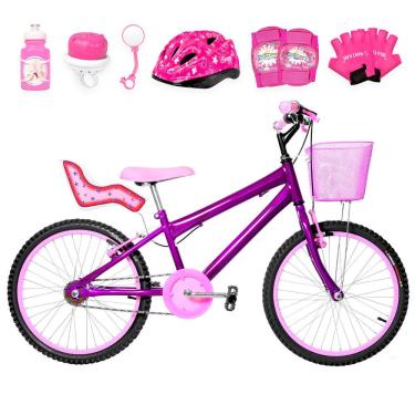 Imagem de Bicicleta Infantil Feminina Aro 20+Kit Premium Violeta