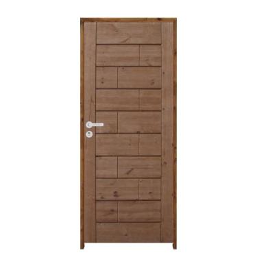 Imagem de Kit Porta De Madeira 210X72Cm Batente 11Cm Fechadura Stilo Cromada Externa Roma Pinus