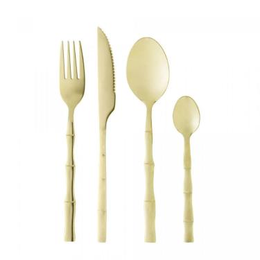 Imagem de Faqueiro Em Inox Bambu Elegant Com 16 Peças Lyor Champanhe