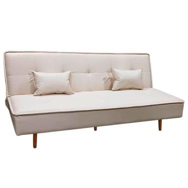 Imagem de Sofá Cama Silver 3 Lugares Reclinável 1,92 Material Sintético Bege Speciale Home Bege