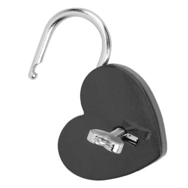Imagem de Padlock Colorido de Metal de Trava Coração para Bagagem Pequena Com Trava -chave, Suprimentos Domésticos Ideais para Vida Mais Segura (Preto)