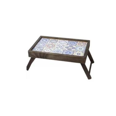 Imagem de Mesa Para Café Pinus Escurecido Com Fundo Mosaico 823e2-e - Stolf