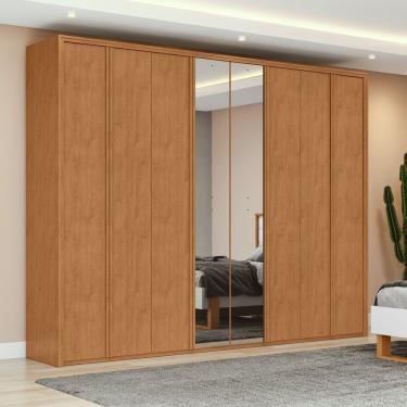 Imagem de Guarda-roupa 8 Portas 6 Gavetas 100% Mdf Com Espelho Ergon Marrom