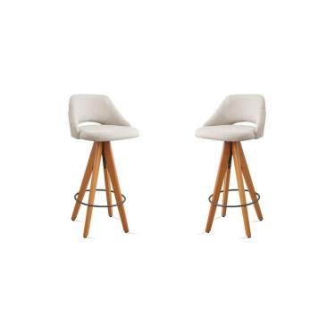 Imagem de Kit 2 Banquetas Giratórias Estofadas Com Encosto Nicole Nude