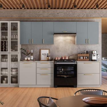 Imagem de Cozinha Modulada Com Cristaleira 6 Peças Essence 100% Mdf Fendi