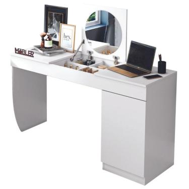 Imagem de Penteadeira Escrivaninha Com Espelho Tampo Basculante Livia Branco