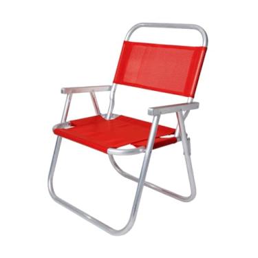 Imagem de Cadeira de Praia Até 160kg ALTA Campo Jardim e Pesca Super Reforçada Plus Size VERMELHA