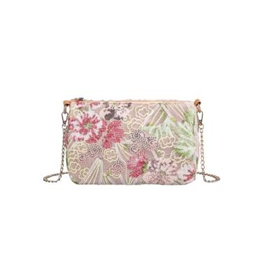 Imagem de Verdusa Bolsa de ombro feminina de lantejoulas florais com zíper e alça de corrente elegante para noite, Multicor, One Size