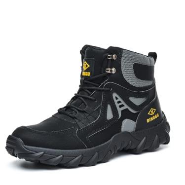 Imagem de DINGGU Botas Com Biqueira De Aço Para Segurança No Trabalho, Confortáveis E Indestrutíveis, Calçados Industriais Construção Masculinos, Composto, Preto, 8