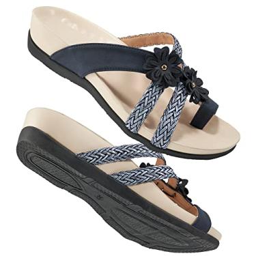 Imagem de FUDYNMALC Chinelos Ortopédicos Femininos, Sandálias Com Suporte De Arco Para Pés Chatos, Fascite Plantar, Sandália Confortável Caminhada Feminina