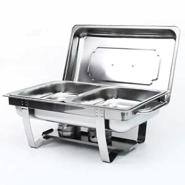 Imagem de Rechaud Retangular em Aço Inox Banho com 2 Cubas e 11 L Buffet