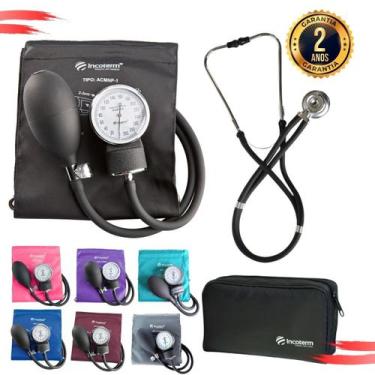 Imagem de Aparelho Pressão Esfigmomanômetro Aneroide + Estetoscópio Rappaport Du