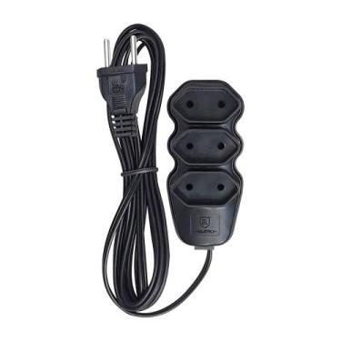 Imagem de Extensao pratik 10m fio paralelo 2x0,75mm 3 tomadas preto