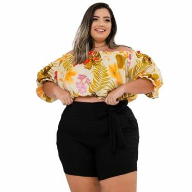 Imagem de Conjunto Plus Size Cropped Ciganinha Short Laço 48 ao 52 0069 - Belluc