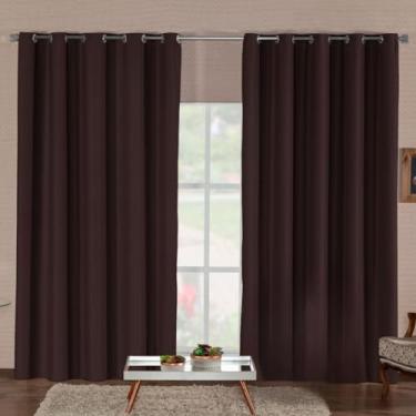 Imagem de Cortina Blackout Premium Corta Luz Total Com Isolamento Térmico E Acústico Tecido Durável Para Qualquer Ambiente(MARROM,5,00M x 2,80M)