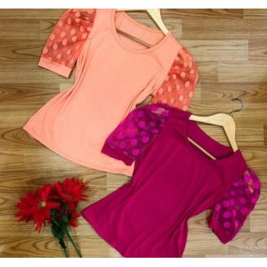 Imagem de blusa feminina manga curta em tule - moda filo