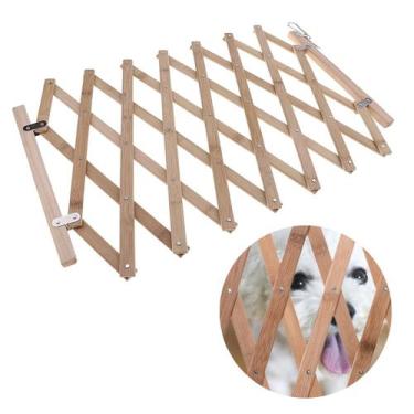 Imagem de Portao Pet Caes Retratil Bambu Cachorro Gato Criança Ajustavel Safonad