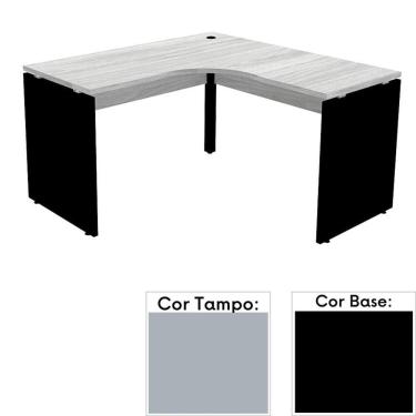 Imagem de Mesa de Escritório em L Pé Painel PE25 em MDP 155 x 155 x 60 cm Cinza com Base Preta