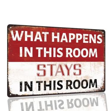 Imagem de Acessórios de quarto homem decoração de parede caverna para homens placa de metal engraçada What Happens In This Room Stays In This Room Sinais Vintage Cool Stuff Decorações para dormitório homem