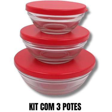 Imagem de Conjunto De Potes De Vidro Redondos Com Tampa 3 e 5 Peças - ULTRATECH,