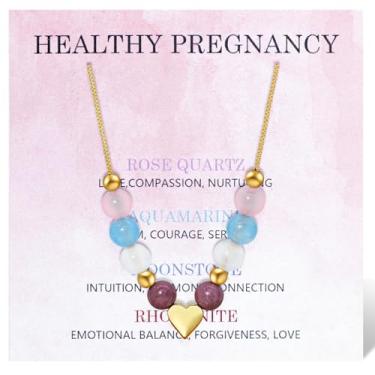 Imagem de mintolex Presentes de gravidez saudáveis para grávidas Colar de pedra da lua com contas de 6 mm para grávidas Presentes espirituais para mulheres grávidas, Pedra, Sem Pedra Preciosa