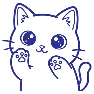 Imagem de Adesivo Kawaii para Fãs de Gatos Ideal para notebook capacete moto carro portas vidros paredes ambientes vários tamanhos (AZUL MARINHO, 45,5x45cm)