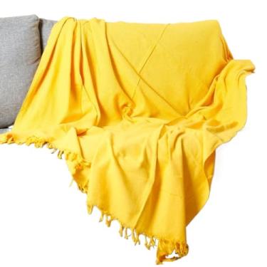 Imagem de Manta Gigante para Sofá em Algodão- Ultra Confortável e Macia para Cobertor de Sofá Grande + Dicas de Decoração(2x Amarela)