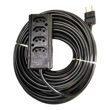 Imagem de Extensão Elétrica 5m Reforçada Cabo PP 2x2 5mm 4 Tomadas