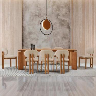 Imagem de Sala de Jantar Mesa 220cm Tampo Laminado 8 Cadeiras Tokyo Madeira Maci