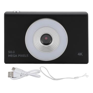 Imagem de Câmera digital infantil com preenchimento 4K HD Retro CCD 8X Zoom para estudantes Teens meninos meninas idosos (Preto)