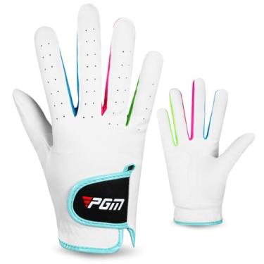 Imagem de PGM Luvas de golfe infantis juvenis para meninos e meninas luvas sintéticas de microfibra para mão esquerda direita luvas de golfe valor extra 1 par branco rosa idade 3-12 (branco, médio)