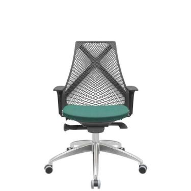 Imagem de Cadeira Office Bix Tela Preta Assento Poliéster Verde Autocompensador 
