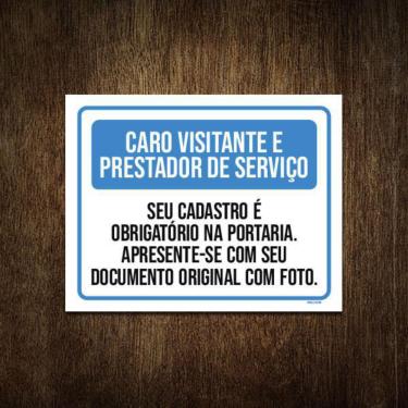 Imagem de Placa  Visitantes Prestadores Cadastro Obrigatório 36X46