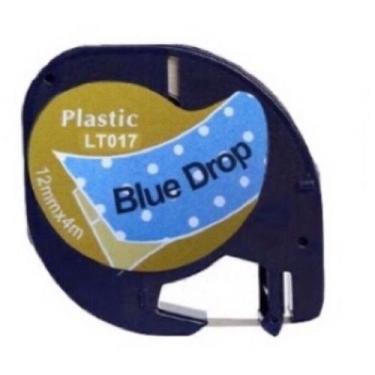 Imagem de Fita Compatível Dymo Letratag LT017 Azul Bolinhas Branca Letra Preta 1
