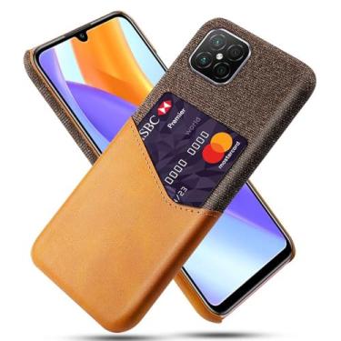 Imagem de Capa para Honor Play 5 5G,Anti-deslizamento,Proteção contra quedas de 360°,Resistência à impressão digital,Tela e caso de couro PU com 1 slot de cartão atrás-Brown