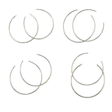 Imagem de Kit 24 Brincos Argolas bijuteria prata redonda 7cm brilhoso - Genérica