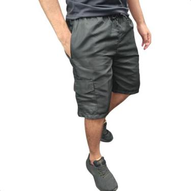 Imagem de Bermuda Cargo Short Masculina 5 Bolsos Elástico Cordão Longa - Moda_Ga