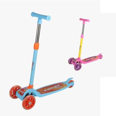 Imagem de Prointral Patinete Infantil Com 3 Rodas,Super resistente, Luz Led nas Rodas, Dobrável, Altura Ajustável, Até 50kg.