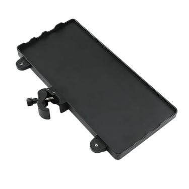 Imagem de YIJU Suporte para microfone, bandeja, mesa, universal, 35 cm x 16,5 cm, com braçadeira de montagem, prateleira para partituras, transmissão ao vivo, palco